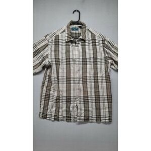 Vector Men's Multicolor Plaid Button Up Short Sleeve Shirt Size L
